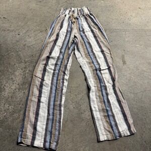 Sky and Sparrow Women's Striped Linen Pants Sz XS Nautical Boho